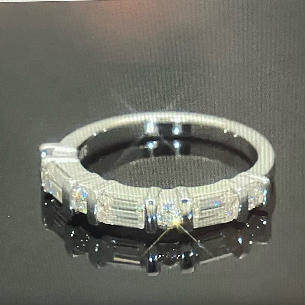 Moissanite Platineve Band Ring - Size 6